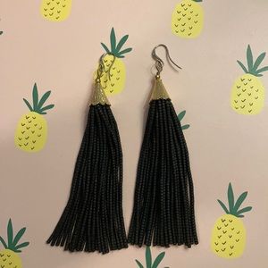Black beaded tassel earrings